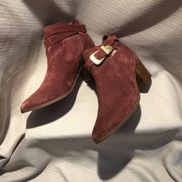 Carlton London merlot slip on leather suede booties, 8 - Picture 1 of 10